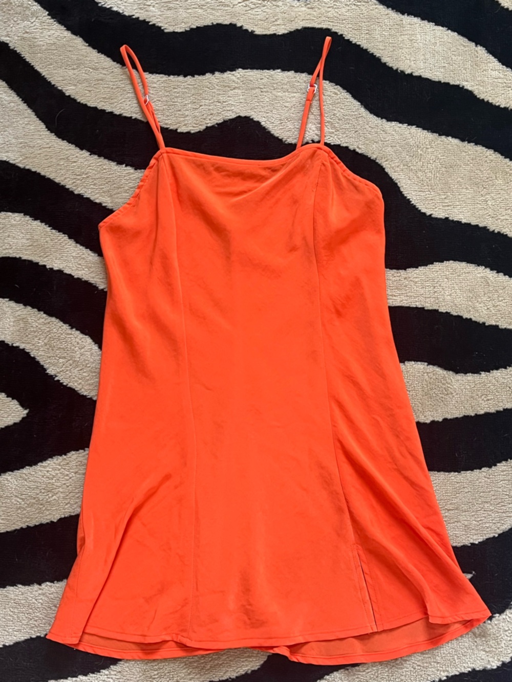 Bright Orange Spaghetti Strap Slip Dress